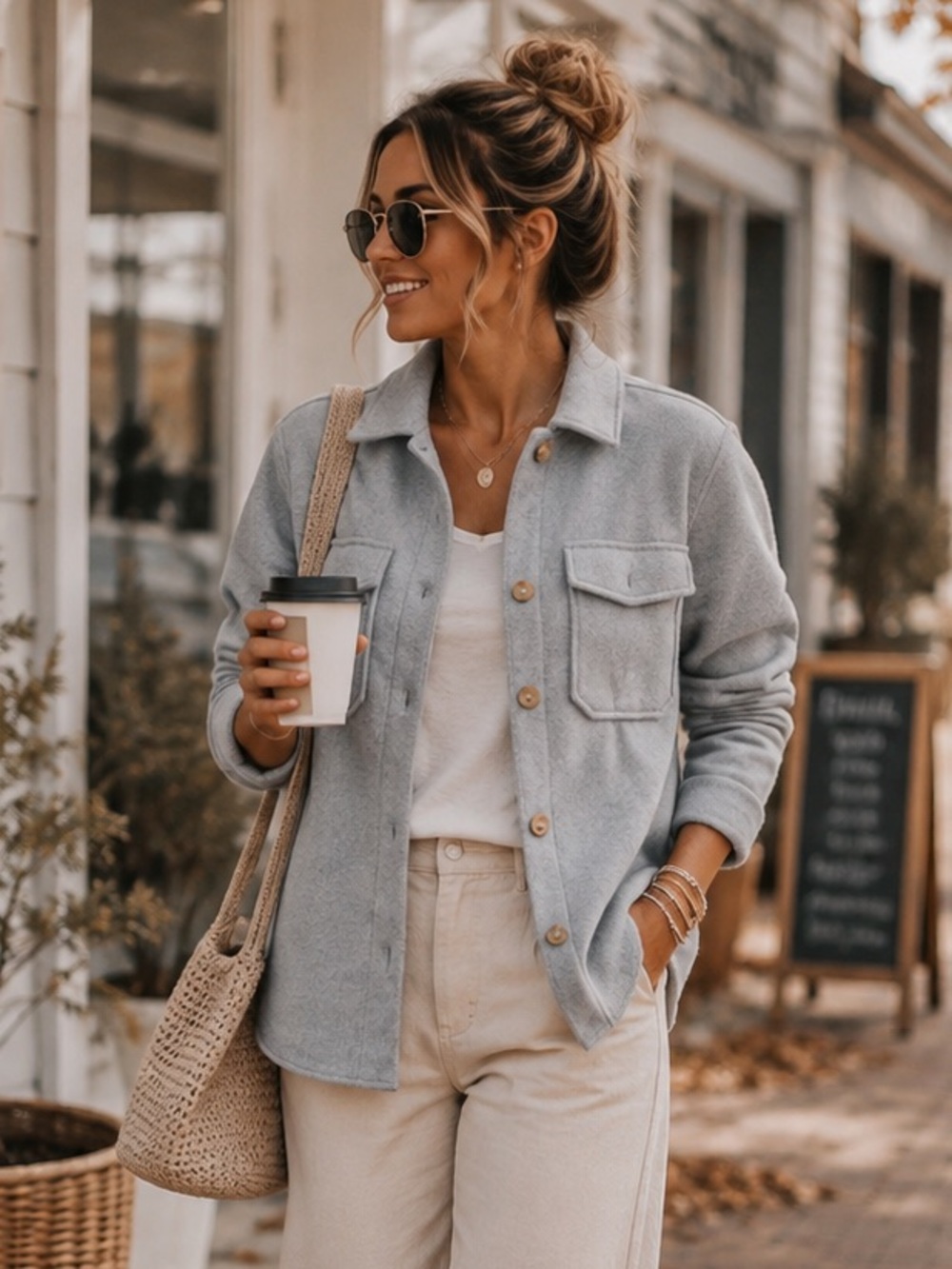 Avec Les Filles Blue Brushed Knit Jacket